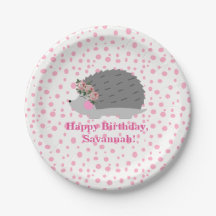 Gepersonaliseerde Hedgehog Verjaardag Paperplate