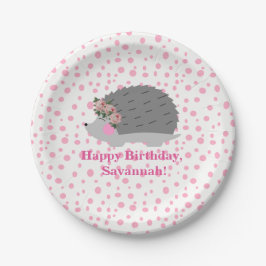 Gepersonaliseerde Hedgehog Verjaardag Paperplate Papieren Bordje