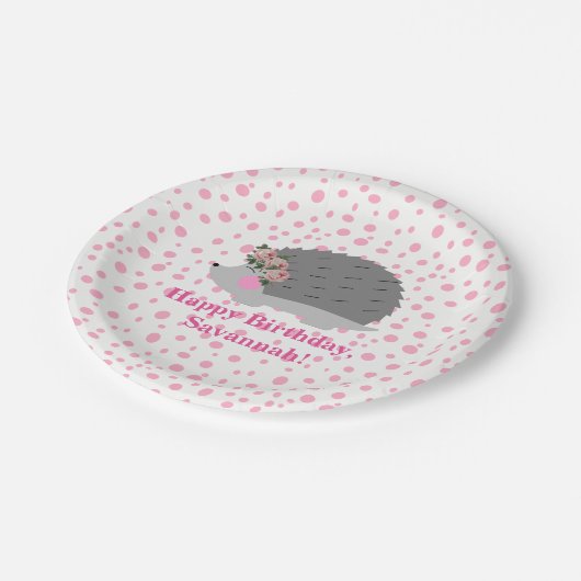 Gepersonaliseerde Hedgehog Verjaardag Paperplate Papieren Bordje (Gekanteld)