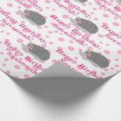 Gepersonaliseerde Hedgehog Verjaardag Wrapping Pap Cadeaupapier (Hoek)