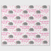 Gepersonaliseerde Hedgehog Verjaardag Wrapping Pap Cadeaupapier (Vlak)