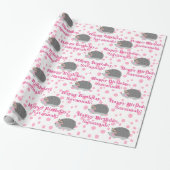 Gepersonaliseerde Hedgehog Verjaardag Wrapping Pap Cadeaupapier (Uitgerold)