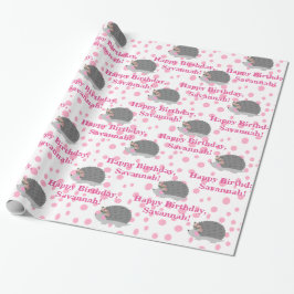 Gepersonaliseerde Hedgehog Verjaardag Wrapping Pap Cadeaupapier