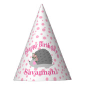 Gepersonaliseerde Hedgehog Verjaardagsfeest Pet Feesthoedjes (Voorkant)
