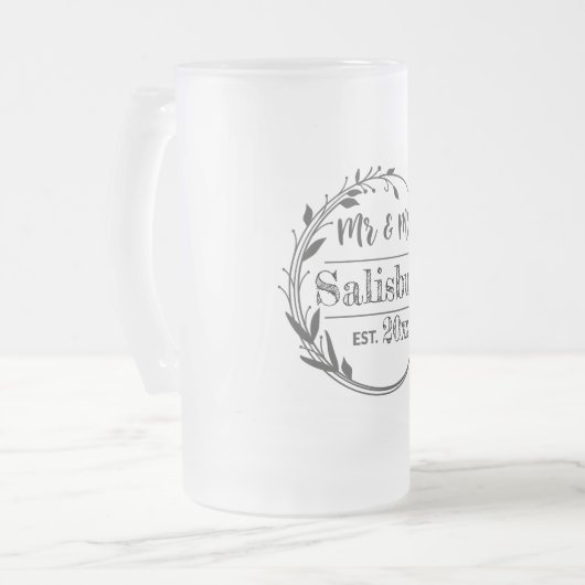 Gepersonaliseerde heer en mevrouw Beer Gift, bruil Matglas Bierpul (Voorkant links)