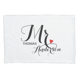 Gepersonaliseerde heer en mevrouw bruidsparen kussensloop