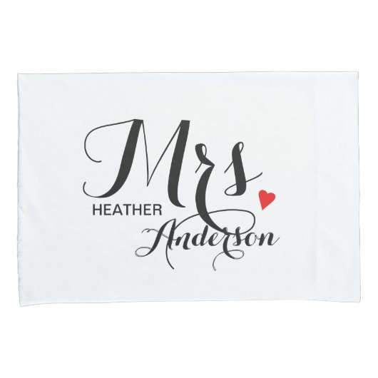 Gepersonaliseerde heer en mevrouw bruidsparen kussensloop (Voorkant-Rechts)