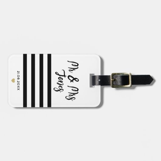 Gepersonaliseerde heer en mevrouw Script Wedding P Bagagelabel (Voorkant horizontaal)