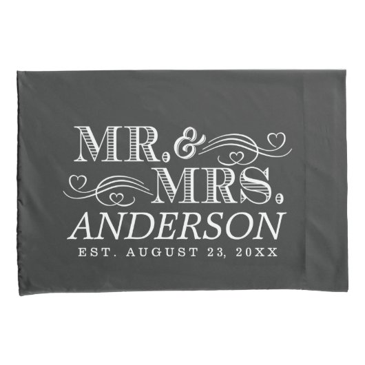 Gepersonaliseerde heer en mevrouw  typografie brui kussensloop (Voorkant-Rechts)