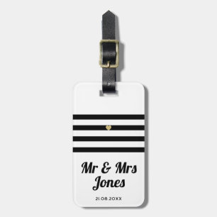 Gepersonaliseerde heer en mevrouw White Wedding Pa Bagagelabel