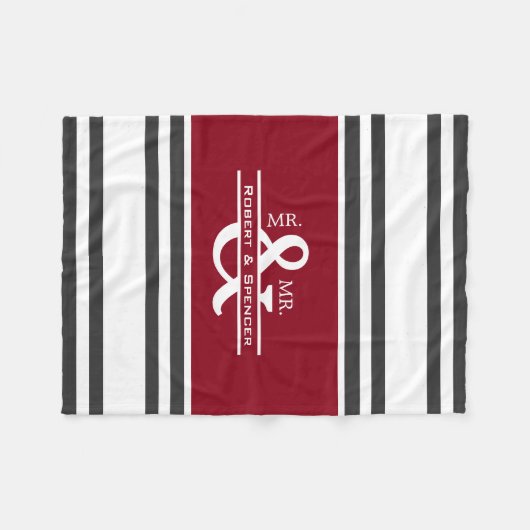 Gepersonaliseerde heer & Mr Stripes Fleece Deken (Voorkant (Horizontaal))