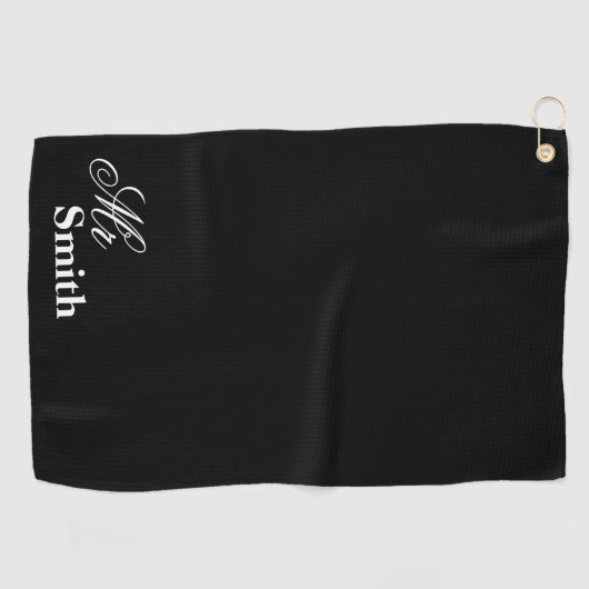 Gepersonaliseerde heer Name Black White Smith Golfhanddoek (Horizontaal)