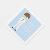 Gepersonaliseerde Heilige Communie Brunette Boy Servet (Hoek)