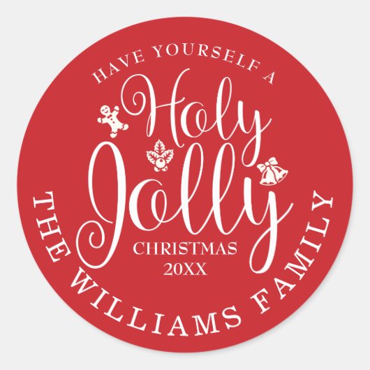 Gepersonaliseerde Heilige Jolly Kerstvakantie Ronde Sticker (Voorkant)