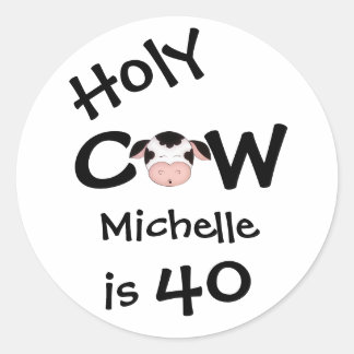 Gepersonaliseerde Heilige Koe 40e Humoristische Ve Ronde Sticker