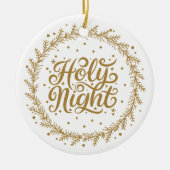 Gepersonaliseerde Heilige Nacht Goud Script Keepsa Keramisch Ornament (Voorkant)
