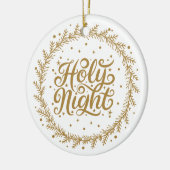 Gepersonaliseerde Heilige Nacht Goud Script Keepsa Keramisch Ornament (Links)