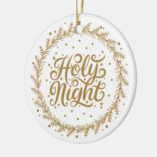 Gepersonaliseerde Heilige Nacht Goud Script Keepsa Keramisch Ornament (Links)