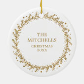 Gepersonaliseerde Heilige Nacht Goud Script Keepsa Keramisch Ornament (Achterkant)