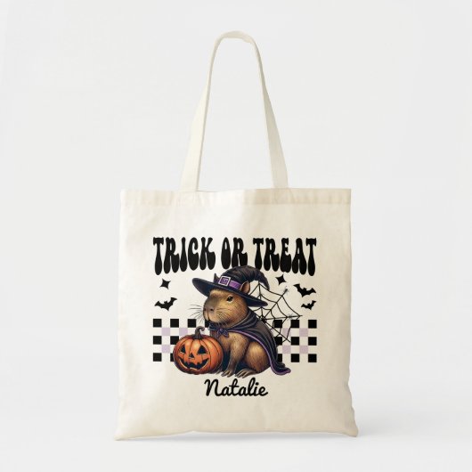 Gepersonaliseerde heks Capybara Trick or treat Sno Tote Bag (Voorkant)