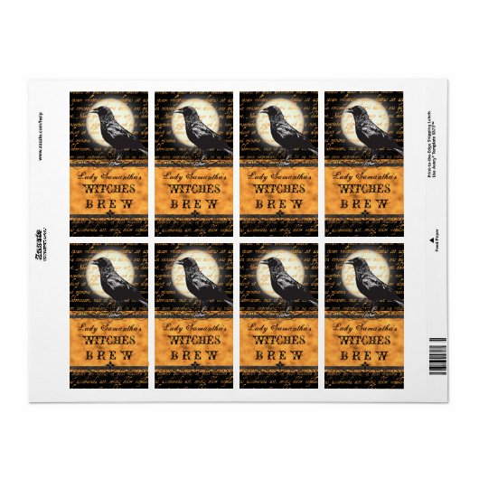 Gepersonaliseerde heksen Brew Halloween flesetiket Etiket (Full Sheet)