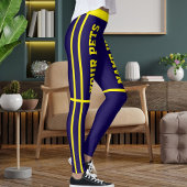 Gepersonaliseerde Helder Geel Donkerblauw Huisdier Leggings