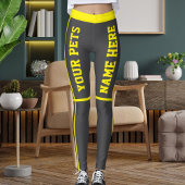 Gepersonaliseerde Helder Geel Grijs Strepen Huisdi Leggings
