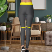 Gepersonaliseerde Helder Geel Grijs Strepen Huisdi Leggings