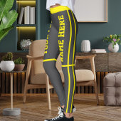 Gepersonaliseerde Helder Geel Grijs Strepen Huisdi Leggings