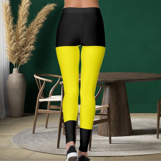 Gepersonaliseerde Helder Geel Zwart Stijlvolle Hui Leggings