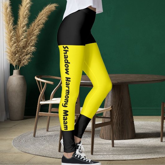 Gepersonaliseerde Helder Geel Zwart Stijlvolle Hui Leggings