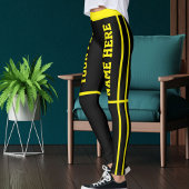 Gepersonaliseerde Helder Geel Zwarte Strepen Huisd Leggings