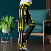 Gepersonaliseerde Helder Geel Zwarte Strepen Huisd Leggings