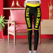 Gepersonaliseerde Helder Geel Zwarte Strepen Huisd Leggings