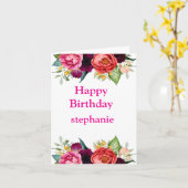 Gepersonaliseerde helder gekleurde roze rozen verj kaart (Gele Bloem)