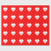 Gepersonaliseerde Helder Rood & Wit Hart Liefde ru Cadeaupapier (Vlak)