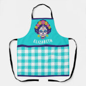 Gepersonaliseerde Heldere Bloemen Suiker Schedel M Schort (Voorkant)