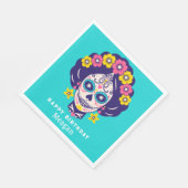 Gepersonaliseerde Heldere Bloemen Suiker Schedel M Servet (Hoek)