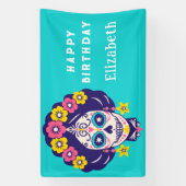 Gepersonaliseerde Heldere Bloemen Suiker Schedel V Spandoek (Verticaal)