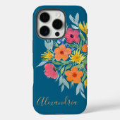Gepersonaliseerde Heldere Waterverf Bloemen op Bla Case-Mate iPhone Case (Achterkant)