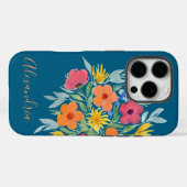 Gepersonaliseerde Heldere Waterverf Bloemen op Bla Case-Mate iPhone Case (Achterkant (horizontaal))