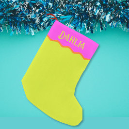 Gepersonaliseerde Heldere Wavy Roze Groen Sinaasap Kleine Kerstsok