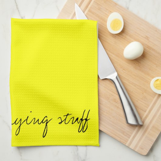 Gepersonaliseerde heldergeel theedoek (Quarter Fold)