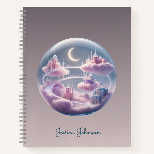 Gepersonaliseerde hemelse drijvende stad notitieboek (Voorkant)