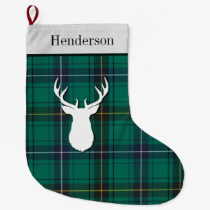 Gepersonaliseerde Henderson Tartan Green Check Pse Grote Kerstsok