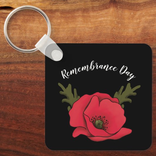 Gepersonaliseerde Herdenkingsdag Rode klaproos Sle Sleutelhanger (Voorkant)