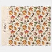 Gepersonaliseerde Herfst aardse Oranje Waterverf b Fleece Deken (Voorkant (Horizontaal))