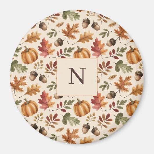 Gepersonaliseerde Herfst aardse Oranje Waterverf b Magneet (Voorkant)