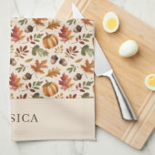 Gepersonaliseerde Herfst aardse Oranje Waterverf b Theedoek (Quarter Fold)