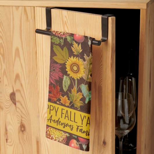 Gepersonaliseerde Herfst Autumn Botanical Theedoek (Derde Gevouwen)